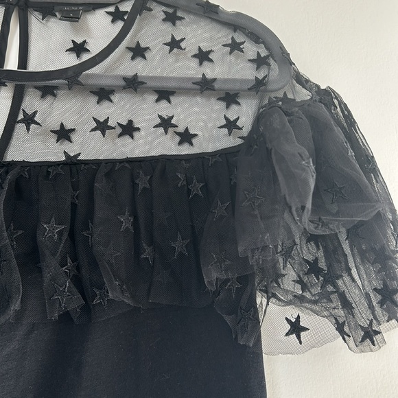 J. Crew Black Star Mesh Top S EUC - Picture 4 of 7